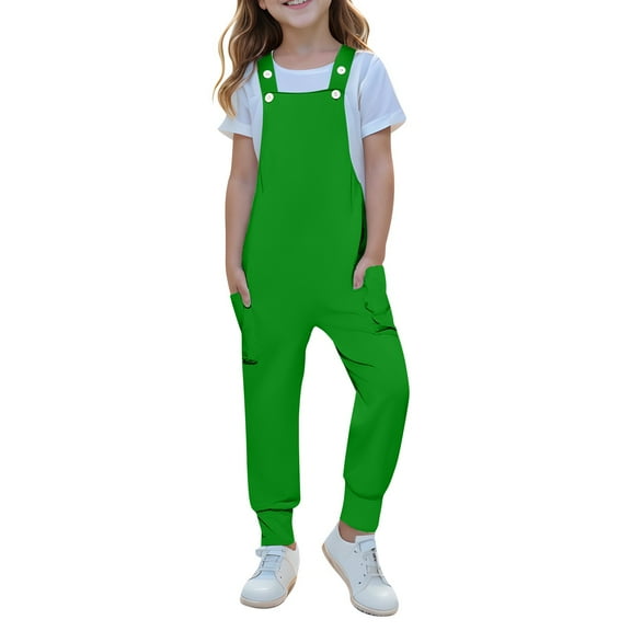 YABCSAZ Girl's Jumpsuit Sleeveless Spaghetti Strap Romper Casual Loose Summer Jumpsuit Solid Color Kids Clothes Infants Baby Outfits Baggy Wide Leg Romper with Pockets Size 7Years