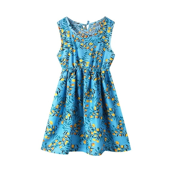YABCSAZ Girl's Summer Dresses Sleeve Tank Dress Swing A-Line Cute Casual Sundress Soft Loose Baby Girl Dress Floral Midi Dresses Kids Outfits Big Girls Everyday Dress Size 7T