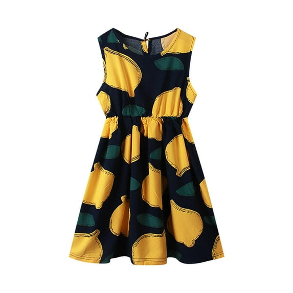 YABCSAZ Girl's Summer Dresses Sleeve Tank Dress Swing A-Line Cute Casual Sundress Soft Loose Baby Girl Dress Floral Midi Dresses Kids Outfits Big Girls Everyday Dress Size 4T
