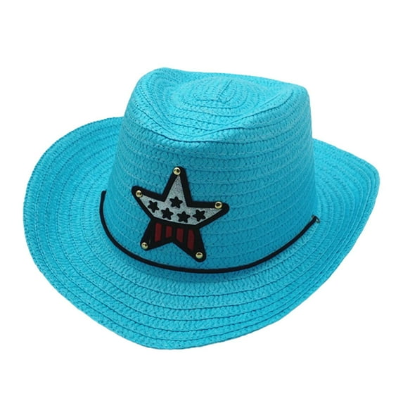 YABCSAZ Girls Boys Cowboy Straw Hats Baby Western Cowboy Hat UPF 50+ Protection Summer Hats Wide Brim Toddler Bucket Hats Kids Foldable Hats Toddler Sun Hat for Hiking Beach Fishing Size Free Size