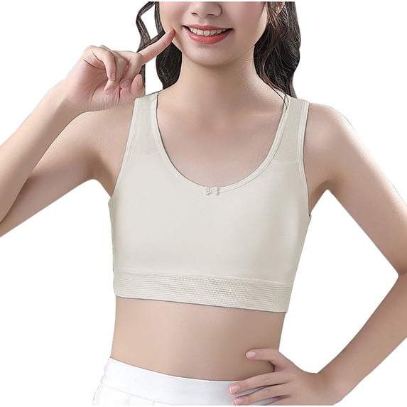YABCSAZ Girls' Bras Cotton Training Bra Sports Bra Soft Comfort Seamless Underwear Big Girls Solid Color Student Bralette Pull-on Design Tank Tops Girl Teens Bras Size L