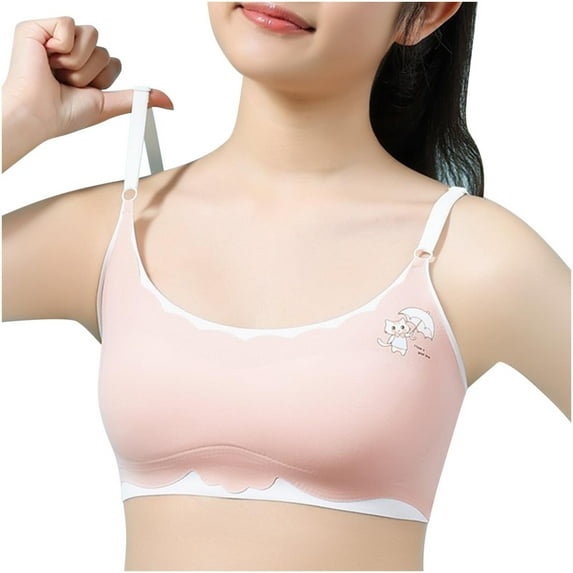 YABCSAZ Girls' Bras Training Bra Spaghetti Strap Sports Bra Soft Comfort Seamless Underwear Big Girls Solid Color Student Bralette Pull-on Design Tank Tops Girl Teens Bras Size M