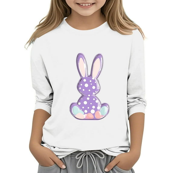 YABCSAZ Girls Easter Tops for Short Sleeve Bunny Eggs Tops Summer Casual Crewneck Tee Shirt Kids Loose Tops Soft Comfy Shirts Toddler Baby Holliday Outfits Size 3 T