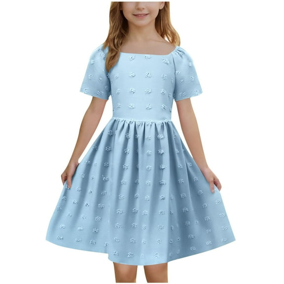 YABCSAZ Girls Summer Dress Short Sleeve Casual Dress Boho Floral Beach Sundress Kids Flowy Swing A Line Dress Maxi Dresses for Toddler Baby/Big Girls Size 5 Years