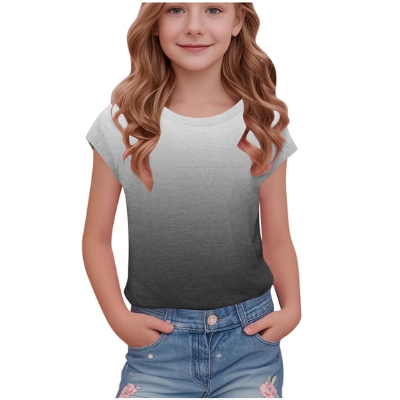 YABCSAZ Girls Summer Outfits Color Block Short Sleeve Tops Loose Fit Active Tee Shirts Kids Casual T-Shirts Blouses Tie Dye Shirts Tops Baby Clothes Size 13 T