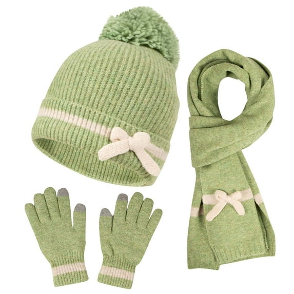 YABCSAZ Gloves for Women-Beanie Hat-Long Scarf,Thick Cable Faux Fuzzy Fur Pom Fleece Lined Hat, Warm Soft Screen Gloves,Winter Scarf 3Pack Fall Winter Set,Christmas Gifts