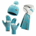 thumbnail image 1 of YABCSAZ Gloves for Women Men-Beanie Hat-Long Scarf,Thick Cable Faux Fuzzy Fur Pom Fleece Lined Hat, Warm Soft Screen Gloves,Winter Scarf 3Pack Fall Winter Set,Christmas Gifts, 1 of 3