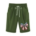 thumbnail image 1 of YABCSAZ Independence Day Women's Shorts Summer Shorts Loose Casual Shorts Plus Size Wide Leg Bermuda Shorts Sweat Athletic Beach Vacation Clothes American Flag Star Print Gym Shorts 4th of July, 1 of 3