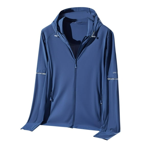 YABCSAZ Jackets for Men Sun Protection Hoodie Shirt UPF 50  Lightweight Summer Casual Jackets Long Sleeve UV SPF T-Shirts with Zipper Pockets Rash Guard Fishing Athletic Workout Hoodie