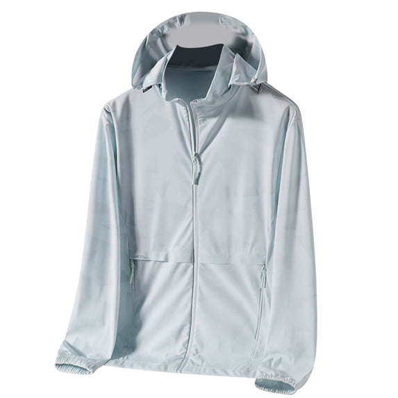 YABCSAZ Jackets for Men Sun Protection Hoodie Tops UPF 50+ Lightweight Summer Casual Jackets Long Sleeve UV SPF T-Shirts with Zip Pockets Rash Guard Fishing Athletic Workout Hoodie for Hiking Jogging