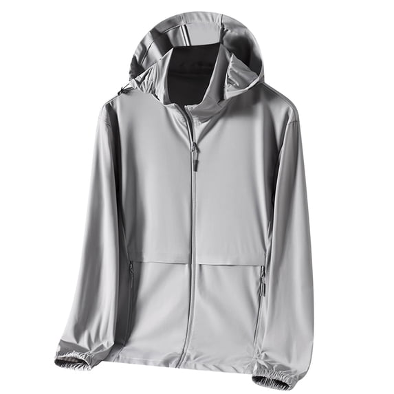 YABCSAZ Jackets for Men Sun Protection Hoodie Tops UPF 50+ Lightweight Summer Casual Jackets Long Sleeve UV SPF T-Shirts with Zip Pockets Rash Guard Fishing Athletic Workout Hoodie for Hiking Jogging