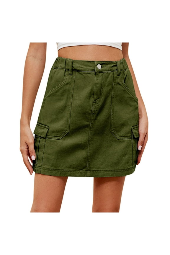 Jean Skorts for Woman High Waisted Mini Skirt Casual Sommer Skirts Stretchy Denim Skirt with Pockets Skorts Skirts Y2K Trendy Denim Skirt