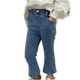 thumbnail image 1 of YABCSAZ Jeans for Baby Girls Elastic Waist Toddler Pants Casual Baggy Jeans Kids Soft Skin-friendly Denim Wide Leg Loose Ankle Slit Flare Jeans Size 4 Years, 1 of 9
