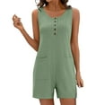 thumbnail image 1 of YABCSAZ Jumpsuits for Women Sleeveless Round Neck Short Jumpsuit Summer Romper Solid Color One Piece Bodysuit Casual Outfits Loose Shorts Trendy Jumpsuits Jeans with Pockets, 1 of 8