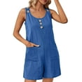 thumbnail image 1 of YABCSAZ Jumpsuits for Women Summer Romper Solid Color One Piece Bodysuit Sleeveless Round Neck Short Jumpsuit Casual Outfits Loose Wide Leg Shorts Trendy Jumpsuits Jeans with Pockets, 1 of 8