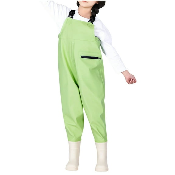 YABCSAZ Kids Rain Pants Toddler Rain Suit for Boys Girls Unisex One Piece Cartoon Waterproof Coverall Rain Jacket Waterproof Mud Dirty Proof Rain Suspender Trousers Overalls Size 4 Years