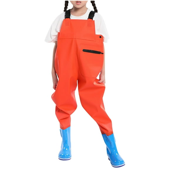 YABCSAZ Kids Rain Pants Toddler Rain Suit for Boys Girls Unisex One Piece Cartoon Waterproof Coverall Rain Jacket Waterproof Mud Dirty Proof Rain Suspender Trousers Overalls Size 4 Years