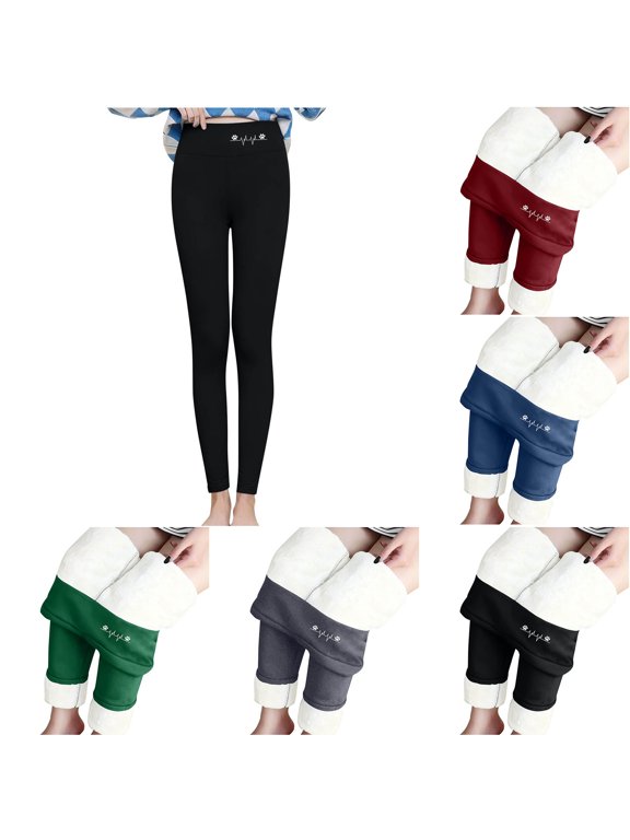 Leggings fow Women, Women's Printed Sherpa Leggings Fleece Lined Thick Warm Winter Thermal Pants Casual Fitted Long Leggings with Sherpa Fleece Lining