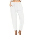 thumbnail image 1 of YABCSAZ Linen Pants women Summer Casual Loose Fit Long Pants with Pockets, Plus Size Soft Elastic High Waisted Drawstring Capri Pants for Women, 1 of 6