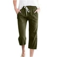 thumbnail image 1 of YABCSAZ Linen Pants women Summer Casual Loose Fit Long Pants with Pockets, Plus Size Soft Elastic High Waisted Drawstring Capri Pants for Women, 1 of 6