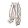 thumbnail image 1 of YABCSAZ Linen Pants women Summer Casual Loose Fit Pants with Pockets, Plus Size Soft Elastic High Waisted Capri Pants for Women, 1 of 5
