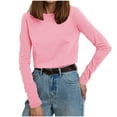 thumbnail image 1 of YABCSAZ Long Sleeve Shirts for Women Slim Casual High Crew Neck Solid Color Knitted Sweatshirts Soft Comfy Shirt Tops Trendy Pullover T Shirts Blouse Fall Winter Outfits, 1 of 5