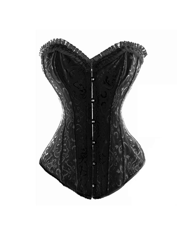 Medieval Corset Top Satin Floral Boned Overbust Body Shaper Bustier Sexy Waist Push Up Shapewear Lingerie Waist Trainer Waist Cincher Tummy Control Corset Waist Trimmer Hourglass Body Shaper