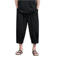 thumbnail image 1 of YABCSAZ Men Harem Pants Drawstring Elastic Waist Pants Trendy Casual Parachute Pant Loose Fit Boho Hippie Drop Crotch Trousers with Pockets for Streetwear, 1 of 7