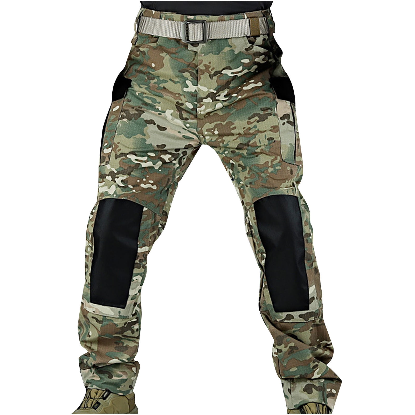 YABCSAZ Men's Cargo Shorts Solid Straight Multi Pocket Zipper Tube