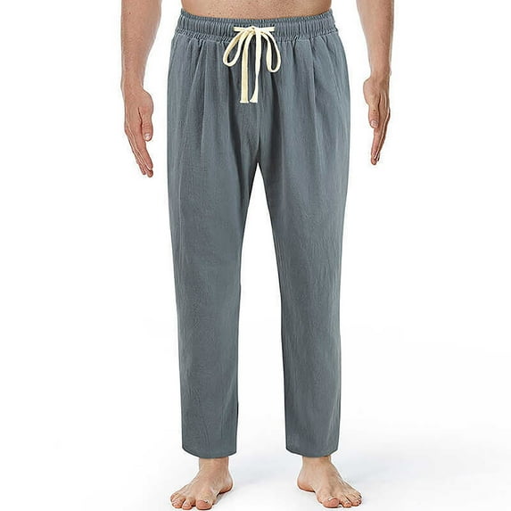 YABCSAZ Men's Casual Pants Straight Baggy Wide Leg Stretch Elastic Waist Drawstring Pants Relaxed Fit Trousers Pant Trendy Relaxed Fit Stretch Long Pants for Workout, Jogging, Running