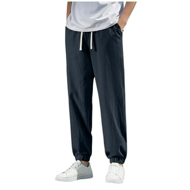 YABCSAZ Men's Casual Pants Straight Baggy Wide Leg Stretch Elastic Waist Drawstring Pants Relaxed Fit Trousers Pant Trendy Relaxed Fit Stretch Long Pants for Workout, Jogging, Running