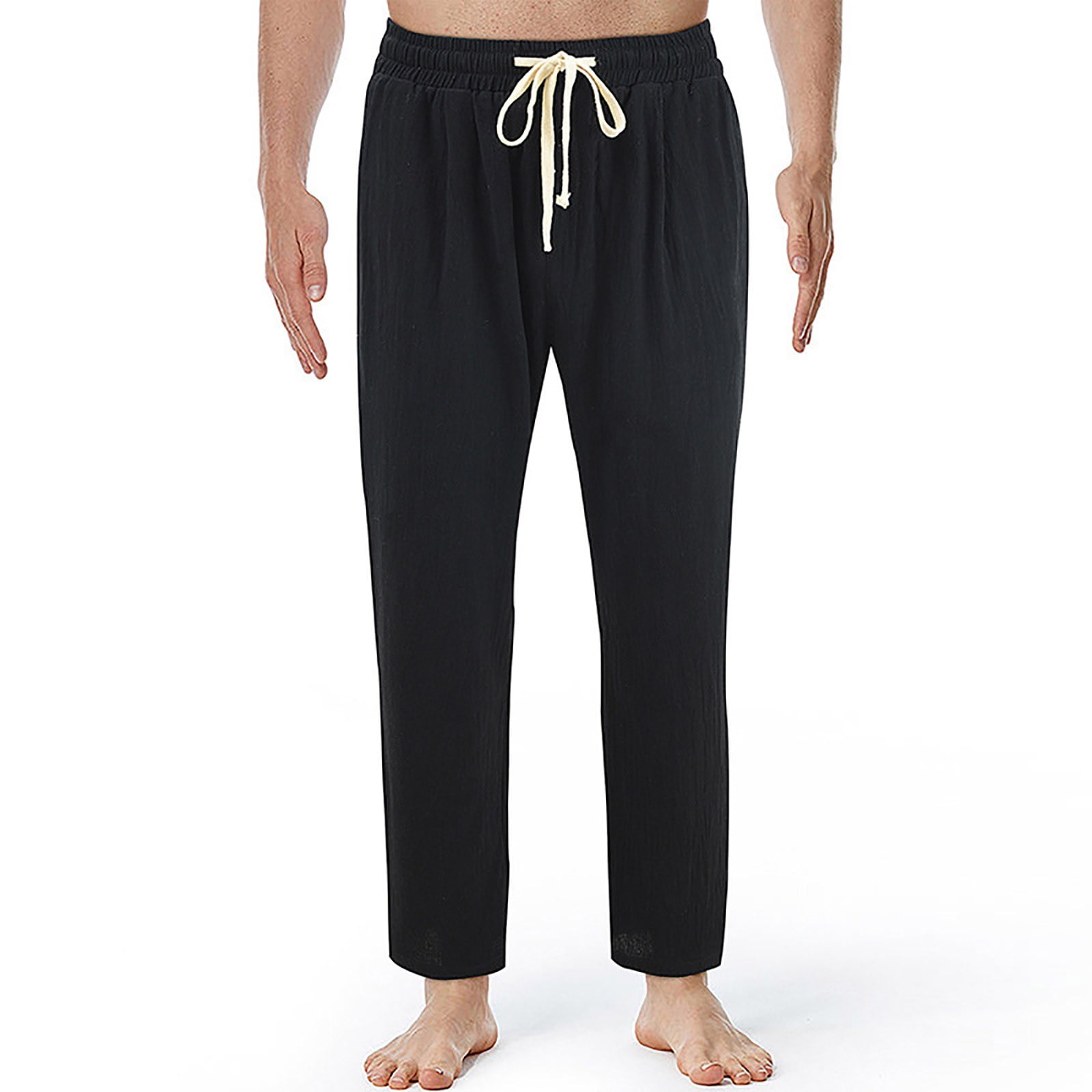 Men's Baggy Fit Pants Sweatpants Black Quality Elastic Waist Trousers Uncuffed