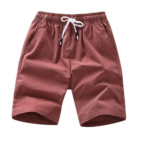 YABCSAZ Men's Casual Shorts Solid Color Drawstring Elastic Waist Short Pants Plus Size Wide Leg Loose Bermuda Shorts with Pocket for Work Beach Athletic Gym