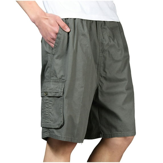 YABCSAZ Men's Classic Cargo Stretch Short Quick Dry Drawstring Elastic Waist Shorts Casual Loose Fit Athletic Shorts Wide Leg Bermuda Activewear Chino with Pockets for Gym Workout