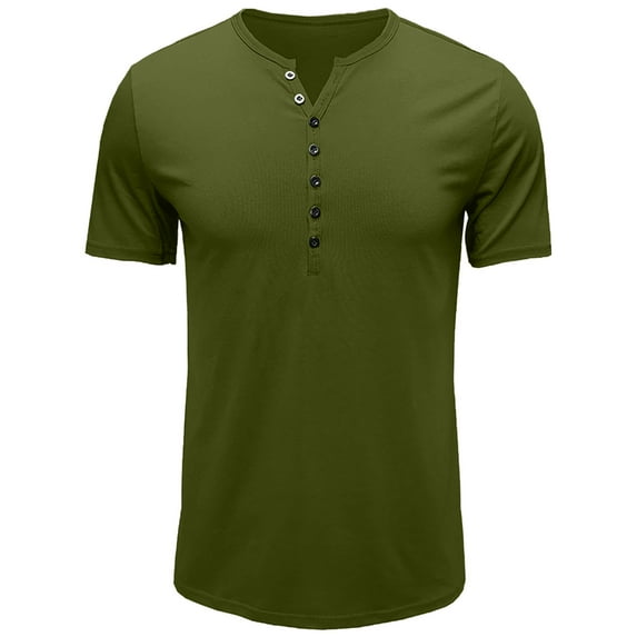 YABCSAZ Men's Classic T-Shirt Button Short Sleeve Moisture-Wicking Crew Tee Undershirts Summer Casual Loose Fit Comfortable Soft Tops Outdoor Daily Gym Workout Athletic Shirts