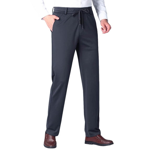 YABCSAZ Men's Fleece Sweatpants Winetr Lined Warm Straight Leg Drawstring Elastic Dress Pants with Pockets