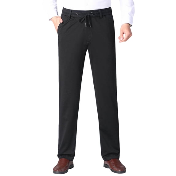 YABCSAZ Men's Fleece Sweatpants Winetr Lined Warm Straight Leg Drawstring Elastic Dress Pants with Pockets