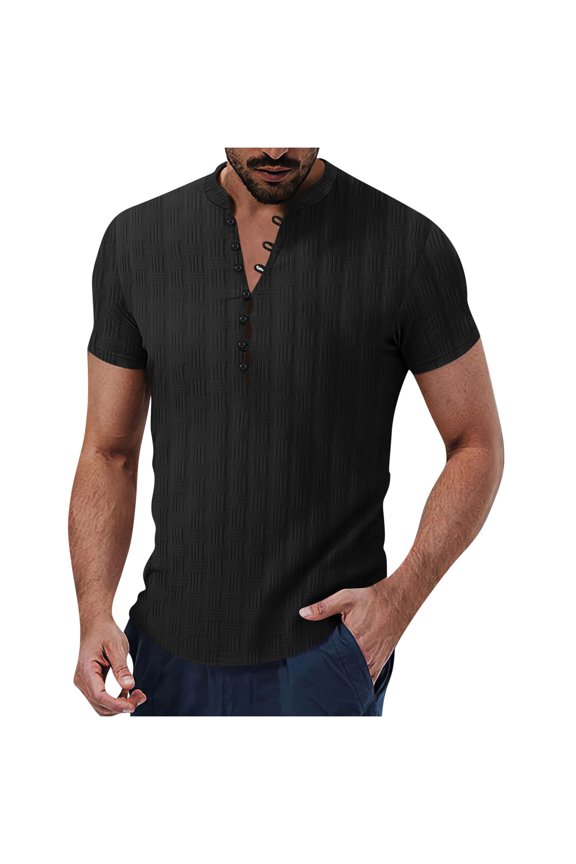 Men's Henley Shirts Oxford Shirt Crewneck Neck Short Sleeve Shirts T-Shirts Flex Relaxed Men's Summer Casual Shirts, Regular Fit Tops Athletic Shirts for Hiking Fishing Jogging