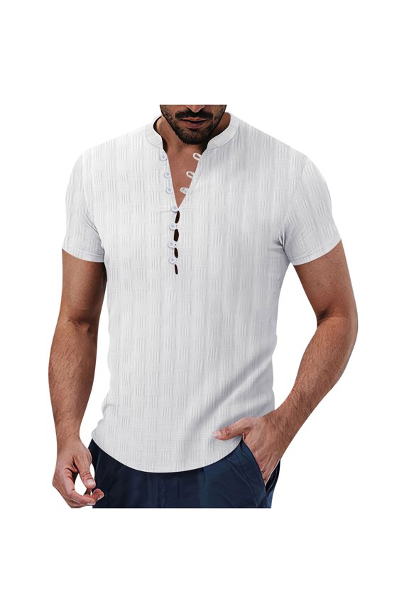 Men's Henley Shirts Oxford Shirt Crewneck Neck Short Sleeve Shirts T-Shirts Flex Relaxed Men's Summer Casual Shirts, Regular Fit Tops Athletic Shirts for Hiking Fishing Jogging