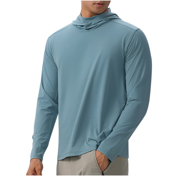YABCSAZ Men's Lightweight Breathable Tops Long Sleeve Slim Fit Solid Color Sport Train Shirts Blouse for Camping Hiking Cycling
