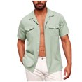 thumbnail image 1 of YABCSAZ Men's Oxford Shirts Button Down Shirt Regular Fit Tops Dress Shirts for Hiking Fishing, Summer Wedding Shirt Relaxed Loose Shirt with Pocket, Short Sleeve Casual Shirts for Men, 1 of 6