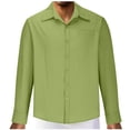 thumbnail image 1 of YABCSAZ Men's Oxford Shirts Long Sleeve V-neck T Shirt Solid Button Down Shirts Tops Casual Loose Fit Wrinkle Resistant Shirts with Pocket Fall Outfits, 1 of 5