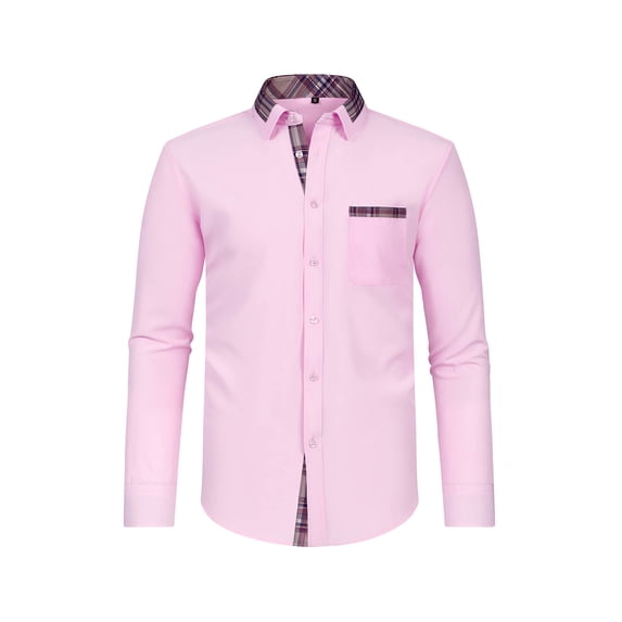 YABCSAZ Men's Oxford Shirts Long Sleeve V-neck T Shirt Solid Button Down Shirts Tops Casual Regular Fit Wrinkle Resistant Shirts with Pocket Fall Outfits