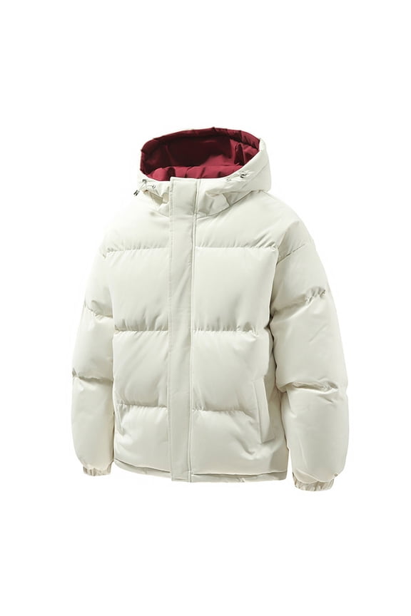 Men's Puffer Jacket Hooded Down Jacket Water-Resistant Windproof Full Zip Up Cotton Winter Warm Coat with Hood