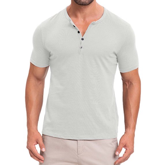 YABCSAZ Men's Summer Casual Shirts Oxford Shirt Crewneck Neck Short Sleeve Shirts T-Shirts Flex Relaxed Men's Henley Shirts, Regular Fit Tops Athletic Shirts for Hiking Fishing Jogging