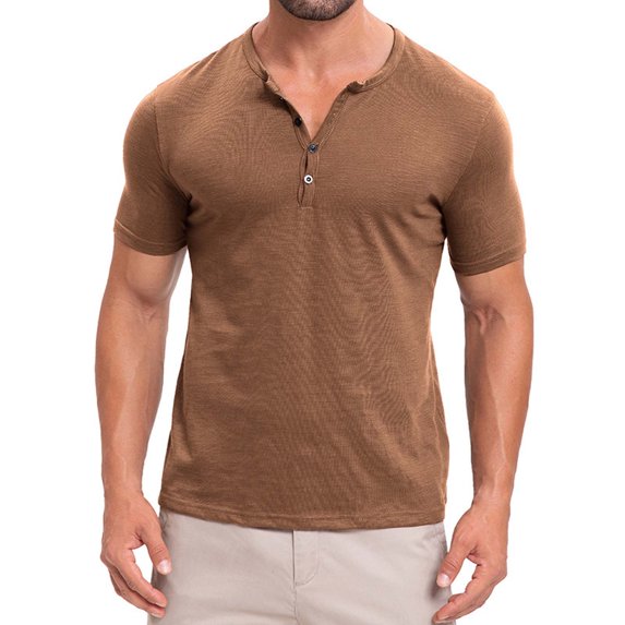 YABCSAZ Men's Summer Casual Shirts Oxford Shirt Crewneck Neck Short Sleeve Shirts T-Shirts Flex Relaxed Men's Henley Shirts, Regular Fit Tops Athletic Shirts for Hiking Fishing Jogging