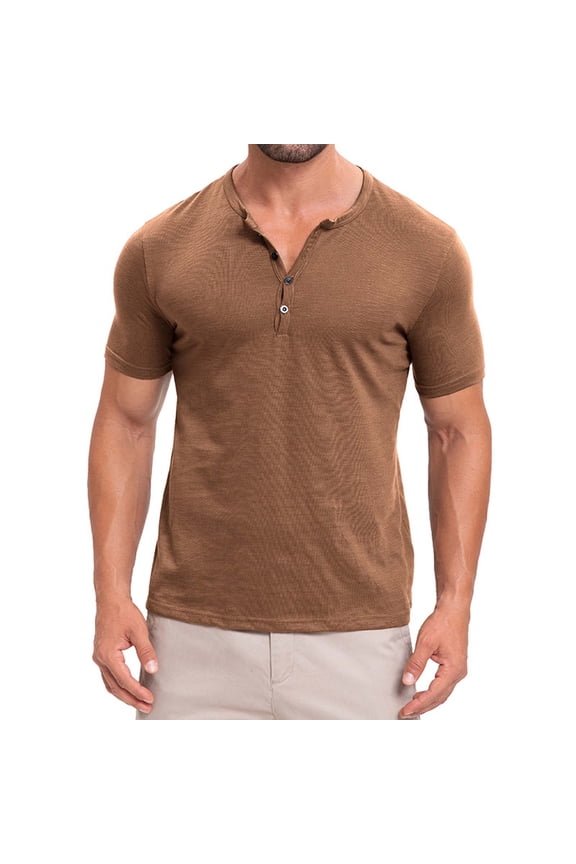 Men's Summer Casual Shirts Oxford Shirt Crewneck Neck Short Sleeve Shirts T-Shirts Flex Relaxed Men's Henley Shirts, Regular Fit Tops Athletic Shirts for Hiking Fishing Jogging