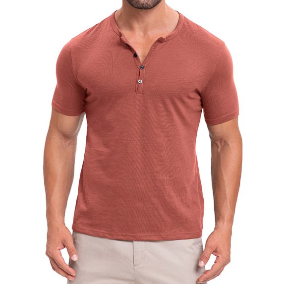 YABCSAZ Men's Summer Casual Shirts Oxford Shirt Crewneck Neck Short Sleeve Shirts T-Shirts Flex Relaxed Men's Henley Shirts, Regular Fit Tops Athletic Shirts for Hiking Fishing Jogging