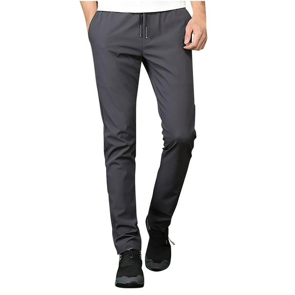 YABCSAZ Men's Swearpants Stretch Elastic Waist Drawstring Pants Relaxed Fit Trousers Pant Trendy Relaxed Fit Stretch Long Pants for Workout, Jogging, Running