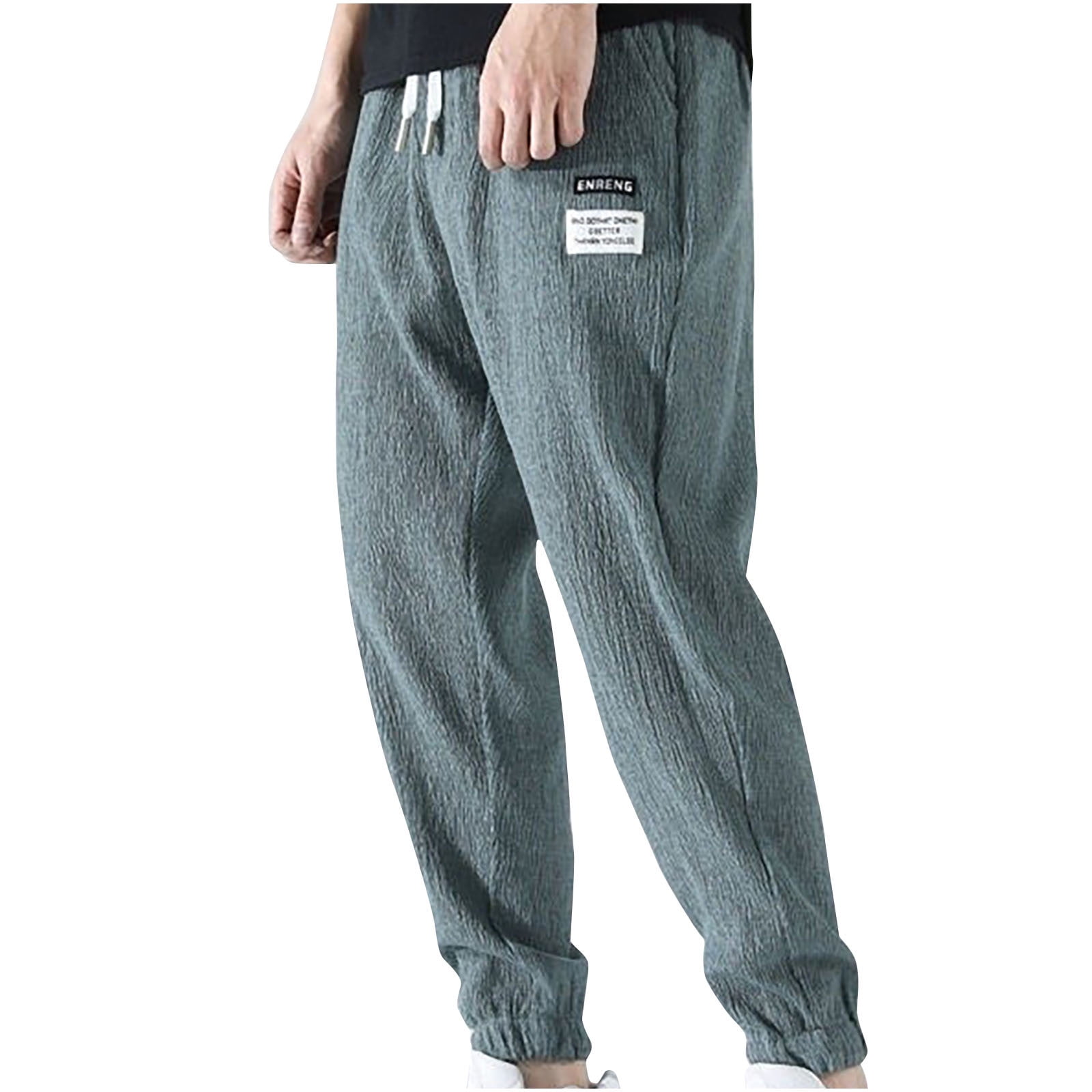 YABCSAZ Men's Sweatpants with Zipper Pockets Tapered Casual Joggers for